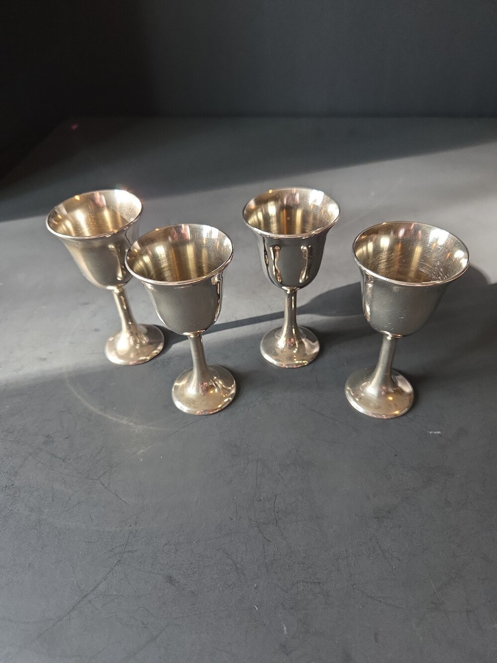 F.B. Rogers Silverplate Cordial Goblets Set of 4 Made in Italy EP Zinc Vintage